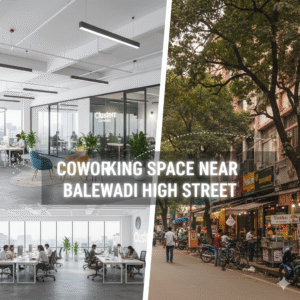 Coworking space near Balewadi High Street Pune by Cluster Co-Works with private cabins shared desks and modern offices